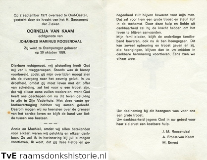 Cornelia van Kaam - Johannes Marinus Roosendaal
